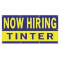 thumbnail image 1 of Now Hiring Tinter 13 oz Heavy Duty Vinyl Banner Window Tinter Jobs Available Paint Color Tinter Help Wanted Sign for Business Indoor/Outdoor Single-Sided with Metal Grommets (4x8 ft, Bl & Ye), 1 of 6