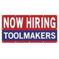 thumbnail image 1 of Now Hiring Toolmakers 13 oz Heavy Duty Vinyl Banner Tool Maker Jobs Available Help Wanted Sign for Business Advertising Indoor/Outdoor Single-Sided with Metal Grommets (4x10 ft, Re & Wh & Bl), 1 of 6