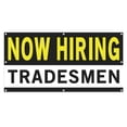 thumbnail image 1 of Now Hiring Tradesmen 13 oz Heavy Duty Vinyl Banner Tradesman Jobs Available Tradesperson Help Wanted Sign for Business Indoor/Outdoor Single-Sided with Metal Grommets (4x6 ft, Bk & Wh & Ye), 1 of 6