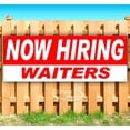 thumbnail image 1 of Now Hiring Waiters 13 oz Vinyl Banner With Metal Grommets, 1 of 4