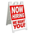 thumbnail image 1 of Now Hiring We Want You (24" X 36") Standard A-Frame Signicade, Includes Decal Applied To Stand, 1 of 4