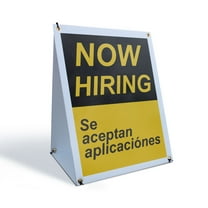 Now Hiring se Aceptan Aplicaciones Sidewalk Sign 18 Inch x 24 Inch A-Frame Images On Both Sides | Spanish Recruitment Sign, Job Opportunities, Professional Display | Made in USA
