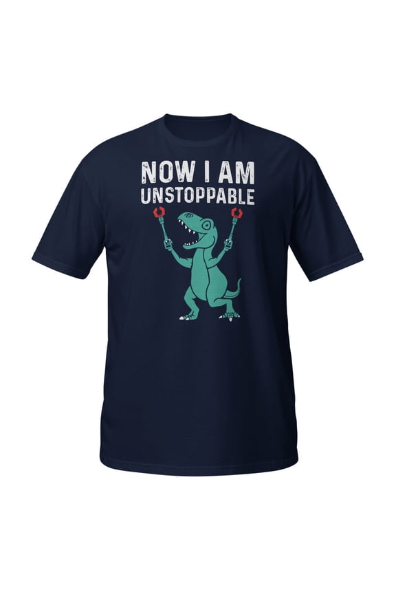 Now I Am Unstoppable Funny T-Rex T-Shirt (Navy, 2XL)