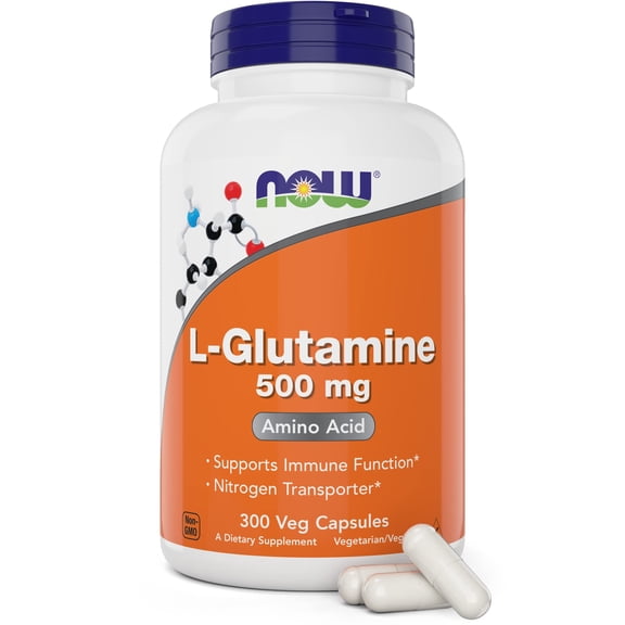 Now L-Glutamine 500mg 300 Vegetarian Capsules