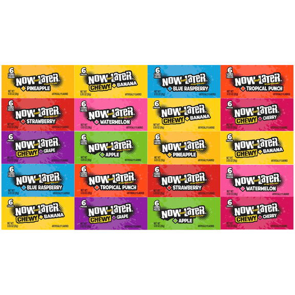 Now & Later Assorted Fruit Candy  20 Pack with 120 Individually Wrapped Pieces  Includes 9 Delicious Assorted Fruit Flavors