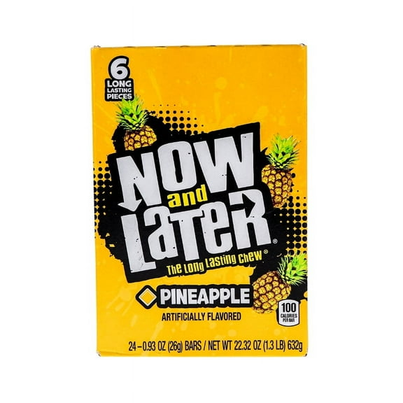 Now&Later, Changemakers Bars Pineapple - 25C, Count 24 (6Pcs) - Sugar Candy / Grab Varieties & Flavors