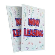 Now Leasing (2-PACK) 24" x 36" Plastic Signs | Sign Insert 4mm Corrugated Plastic Signs Storefront Window Poster