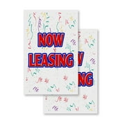 Now Leasing (2-PACK) 24" x 36" Vinyl Decals | Sign Insert Peel & Stick Decals Stickers Window Signs