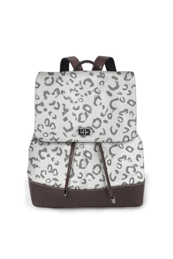 Now Leopard Women's Leather Backpack All-Over Print Bag for Work and Travel