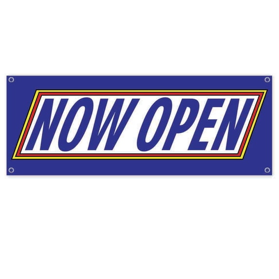 Now Open 13 oz Banner 13 oz Vinyl Banner With Metal Grommets