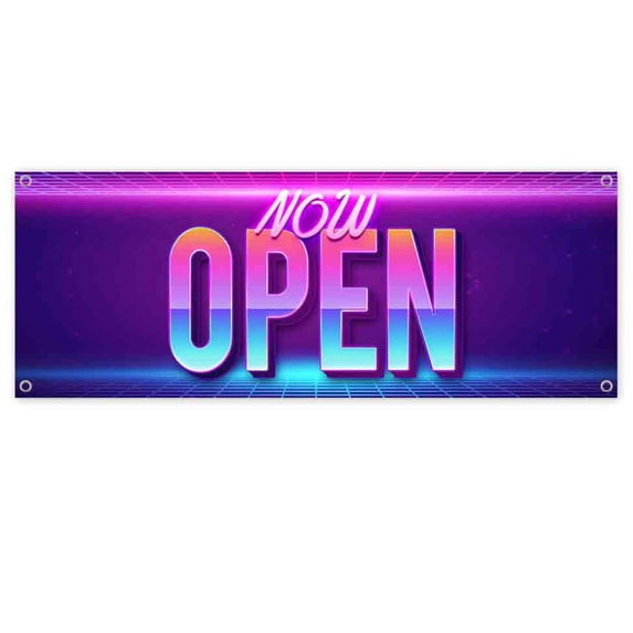 Now Open 13 oz Vinyl Banner With Metal Grommets