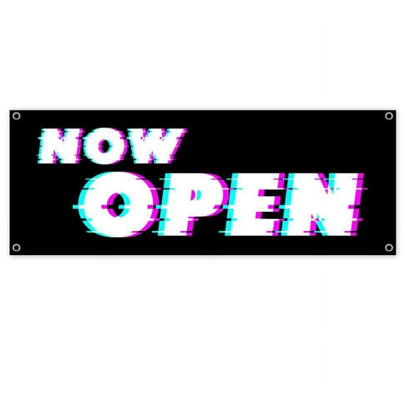 Now Open 13 oz Vinyl Banner With Metal Grommets