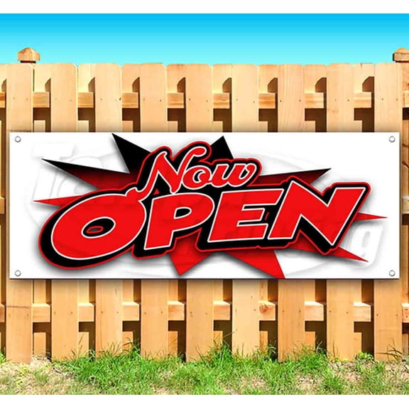Now Open 13 oz Vinyl Banner With Metal Grommets