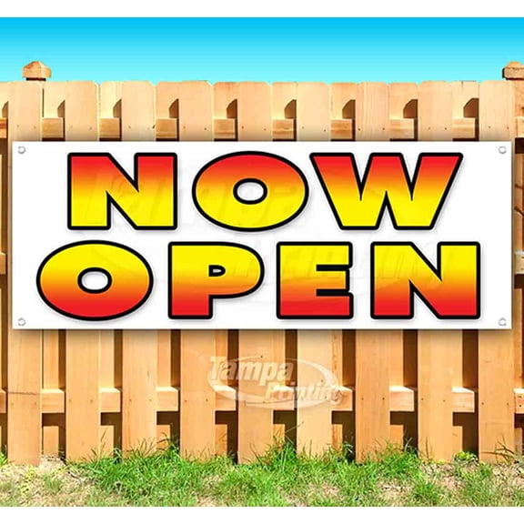 Now Open 13 oz Vinyl Banner With Metal Grommets