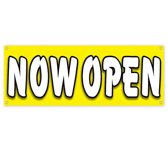 Now Open 13 oz Vinyl Banner With Metal Grommets