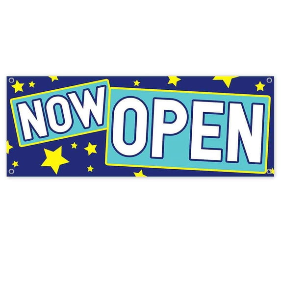 Now Open 13 oz Vinyl Banner With Metal Grommets