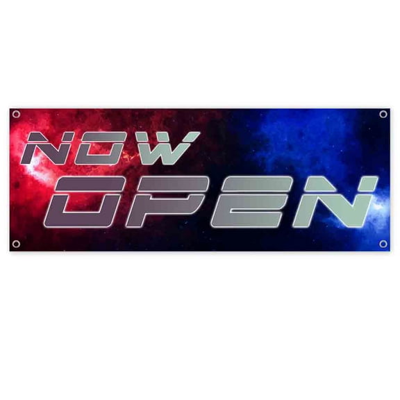 Now Open 13 oz Vinyl Banner With Metal Grommets