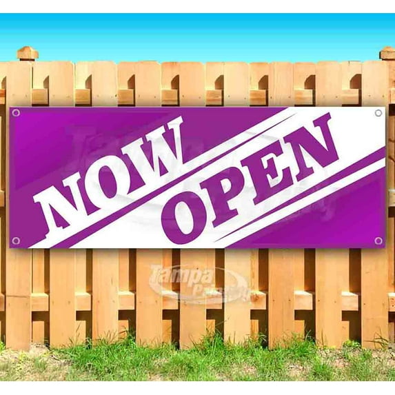 Now Open 13 oz Vinyl Banner With Metal Grommets