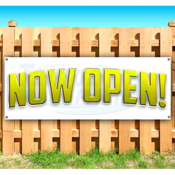 Now Open 13 oz Vinyl Banner With Metal Grommets