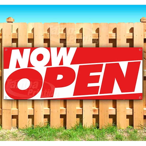 Now Open 13 oz Vinyl Banner With Metal Grommets