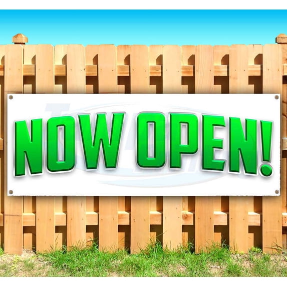 Now Open 13 oz Vinyl Banner With Metal Grommets