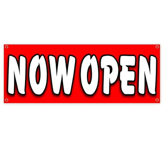 Now Open 13 oz Vinyl Banner With Metal Grommets