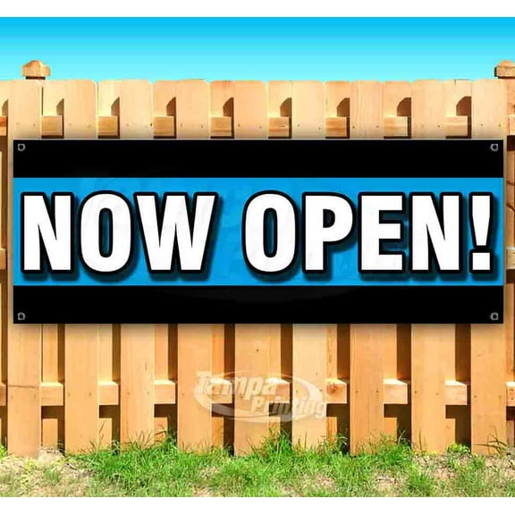 Now Open! 13 oz Vinyl Banner With Metal Grommets