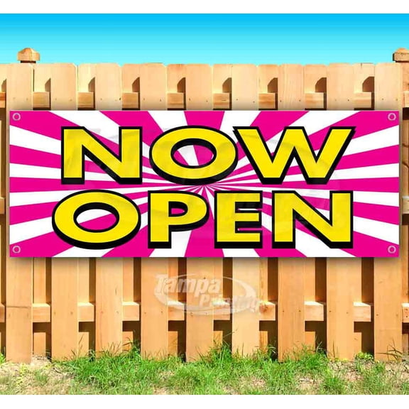 Now Open 13 oz Vinyl Banner With Metal Grommets
