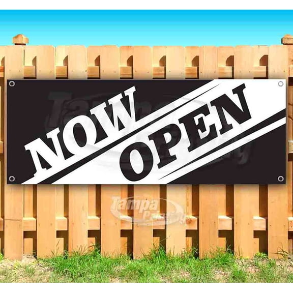 Now Open 13 oz Vinyl Banner With Metal Grommets