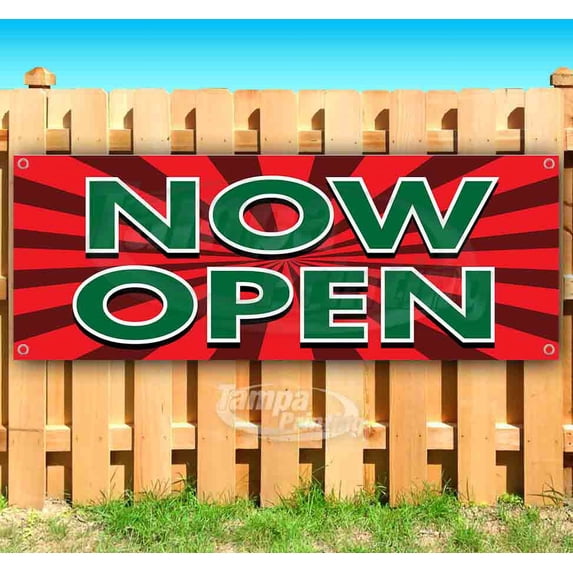 Now Open 13 oz Vinyl Banner With Metal Grommets