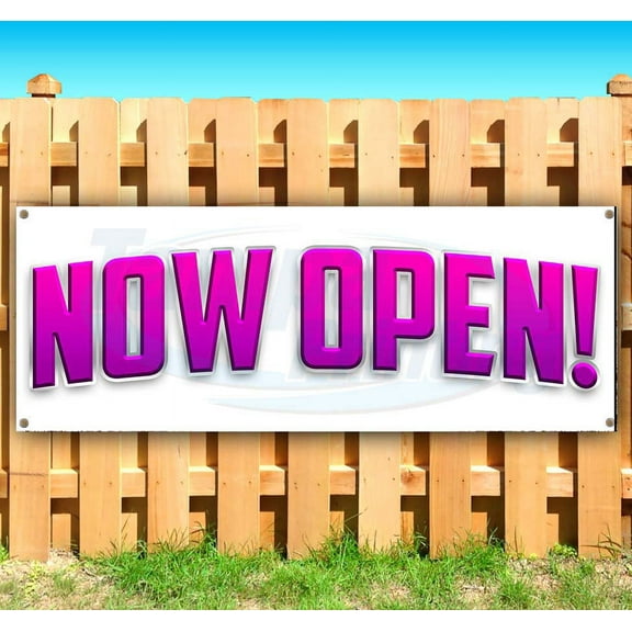 Now Open 13 oz Vinyl Banner With Metal Grommets