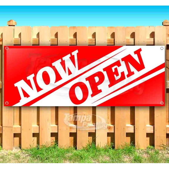 Now Open 13 oz Vinyl Banner With Metal Grommets