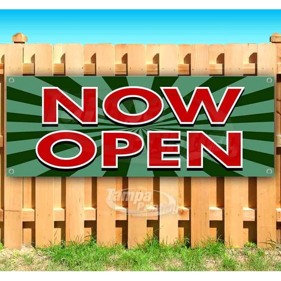 Now Open 13 oz Vinyl Banner With Metal Grommets