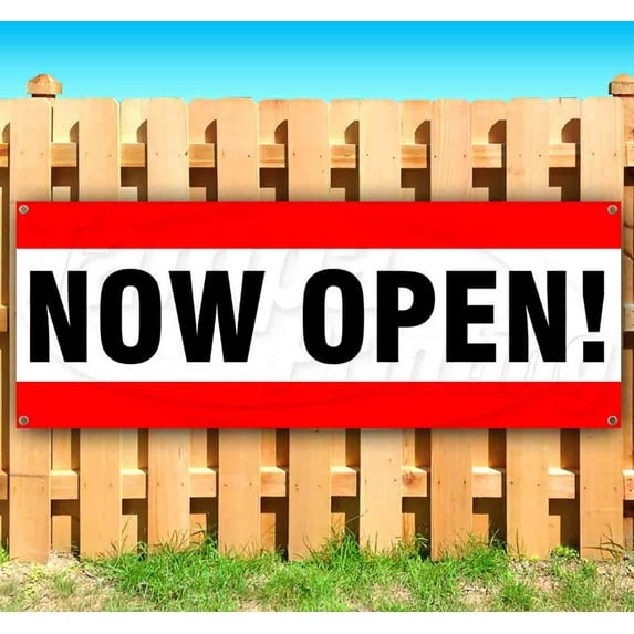 Now Open 13 oz Vinyl Banner With Metal Grommets