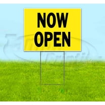 Now Open (18" x 24") Yard Sign, Includes Metal Step Stake