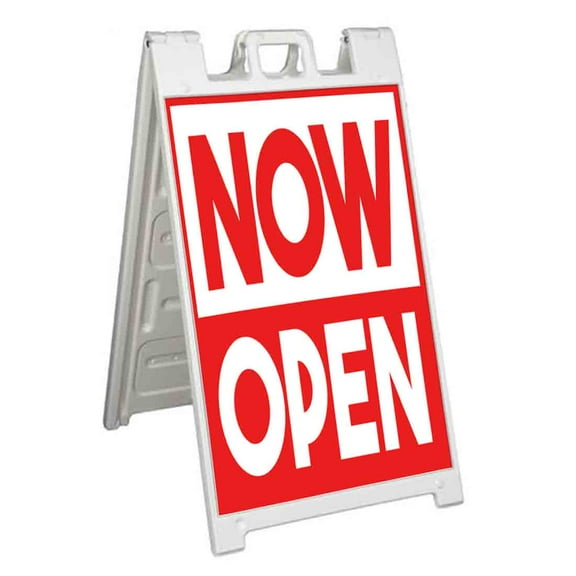 Now Open (24" X 36") Standard A-Frame Signicade, Includes Decal Applied To Stand
