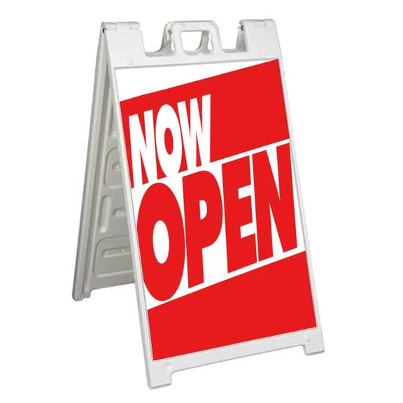 Now Open (24" X 36") Standard A-Frame Signicade, Includes Decal Applied To Stand