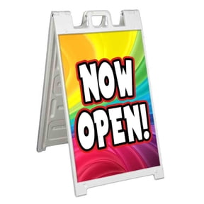 Now Open (24" X 36") Standard A-Frame Signicade, Includes Decal Applied To Stand