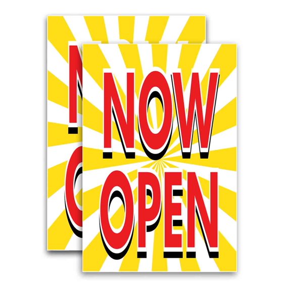 Now Open (24" X 36") Vinyl Decal Only (Pack of 2) |Sign|Sticker|Poster