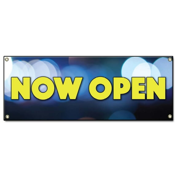 Now Open | 36" X 96" Banner | Heavy Duty 13oz. Outdoor Vinyl Single Sided With Grommets | Made in The USA