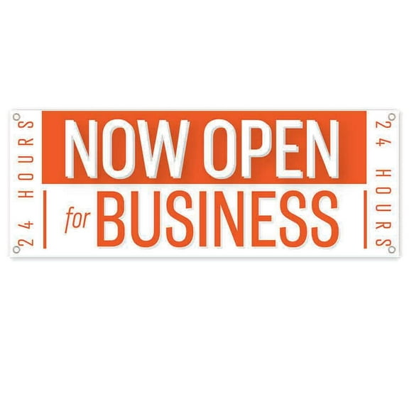 Now Open For Business 13 oz Banner 13 oz Vinyl Banner With Metal Grommets