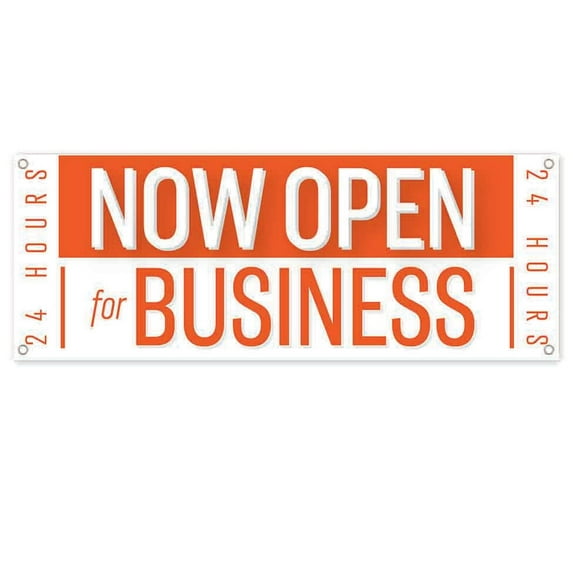 Now Open For Business 13 oz Banner 13 oz Vinyl Banner With Metal Grommets