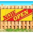 thumbnail image 1 of Now Open Slant 13 oz Vinyl Banner With Metal Grommets, 1 of 4