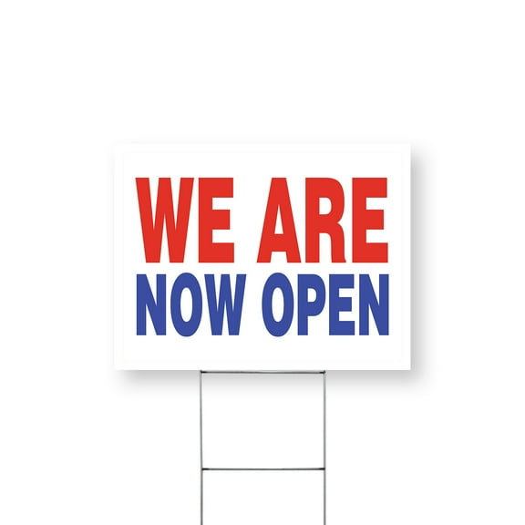 We Are Now Open Yard Sign 12 Inch x 16 Inch Single Sided Weatherproof Heavy-Duty Plastic with Stake | Grand Opening, Professional Display, Bold Messaging | Made in USA
