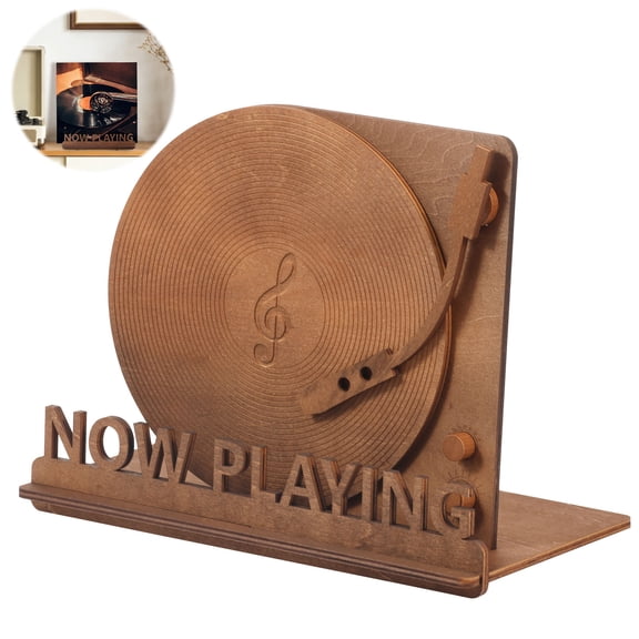 Now Playing Vinyl Record Stand Spiral Groove Texture LP Storage & Album Display Holder Rustic Home Décor Ideal for Vinyl Record Lovers