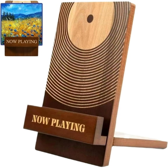 Now Playing Vinyl Record Stand: Wooden Vinyl Now Playing Stand, Retro Record Display Stand, Album Holder Vinyl Accessories for LP enthusiasts, Vinyl Records Decor
