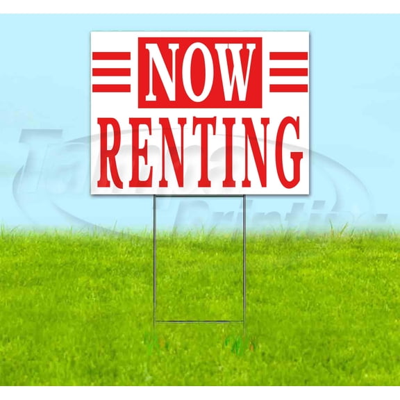 Now Renting (18" x 24") Yard Sign, Includes Metal Step Stake