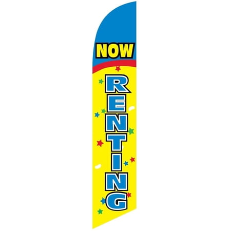 Now Renting Feather Banner Swooper Flag, Replacement Flag Only, Cyan Yellow