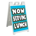 thumbnail image 1 of Now Serving Lunch (24" X 36") Standard A-Frame Signicade, Includes Decal Applied To Stand, 1 of 3