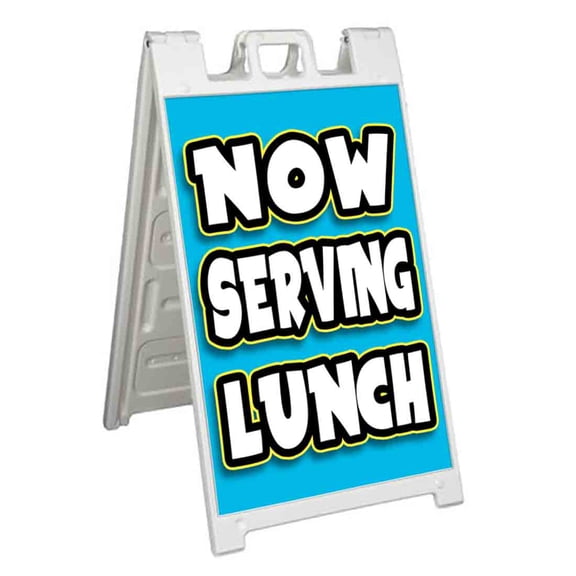 Now Serving Lunch (24" X 36") Standard A-Frame Signicade, Includes Decal Applied To Stand